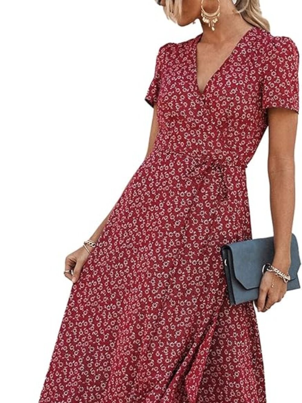 NWT PrettyGarden Red Floral Wrap Dress XL